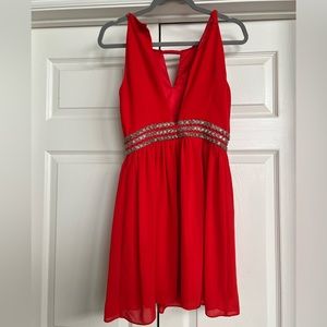 Gianni Bini red and silver cocktail dress